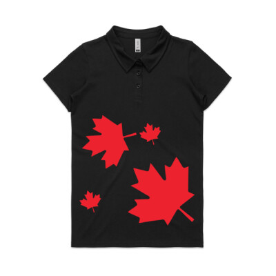 "Scattered red maple leaves"- Women's Amy Polo - Amy Womens Polo Thumbnail