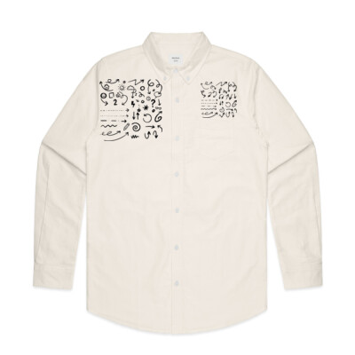 "Hand Drawn symbols"- Men's long sleeve shirt - Oxford Shirt Thumbnail